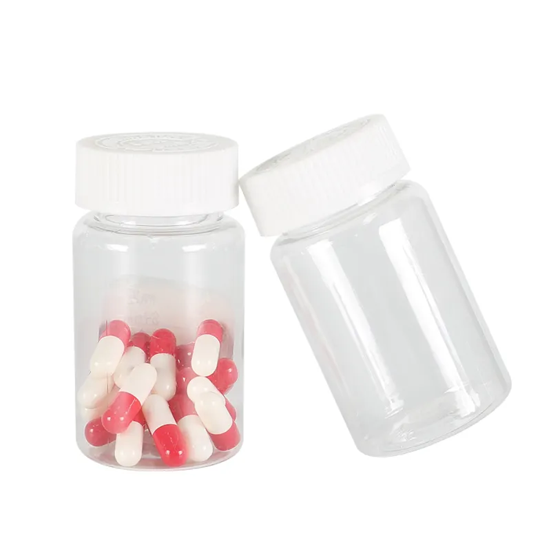 100ml Capsules en plastique PET Bouteille de pilules personnalisées en plastique clair givré vide Bouteilles de pilules cosmétiques en plastique 100ml