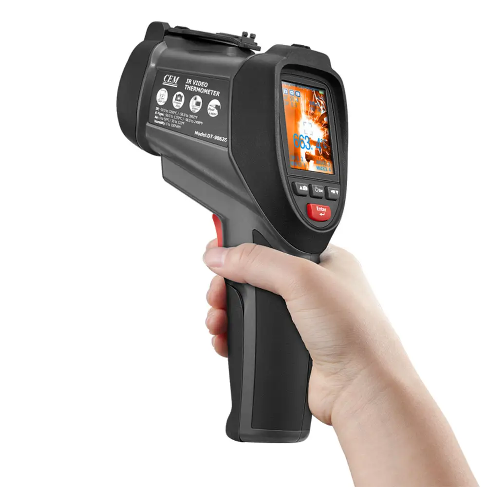 Termometro a infrarossi CEM DT-9862S gun-termometri Video da 50 a 2200 celsius con display LCD a colori-da 50 a 2200 celsius