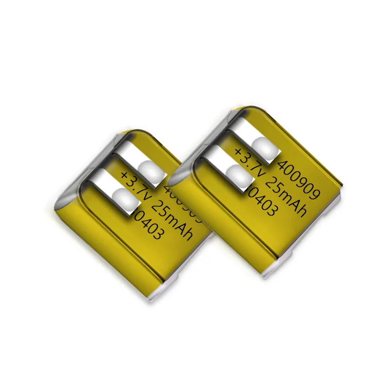 3,7 V batería recargable de polímero de iones de litio 400909 25mAh batería Lipo batería de polímero de litio para auriculares Bluetooth