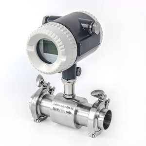 Caudalímetro de turbina de conexión de abrazadera OEM 4-20mA RS485 DN5 DN20 con salida de pulso para aceite de coco 3/4 ''rosca y acoplamiento de leche