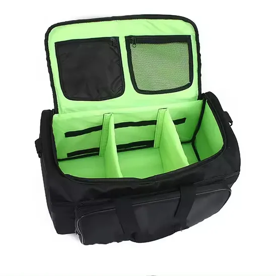 Bolsa organizadora de fim de semana de nylon preto à prova d'água para bagagem de viagem noturna personalizada com bolsos removíveis
