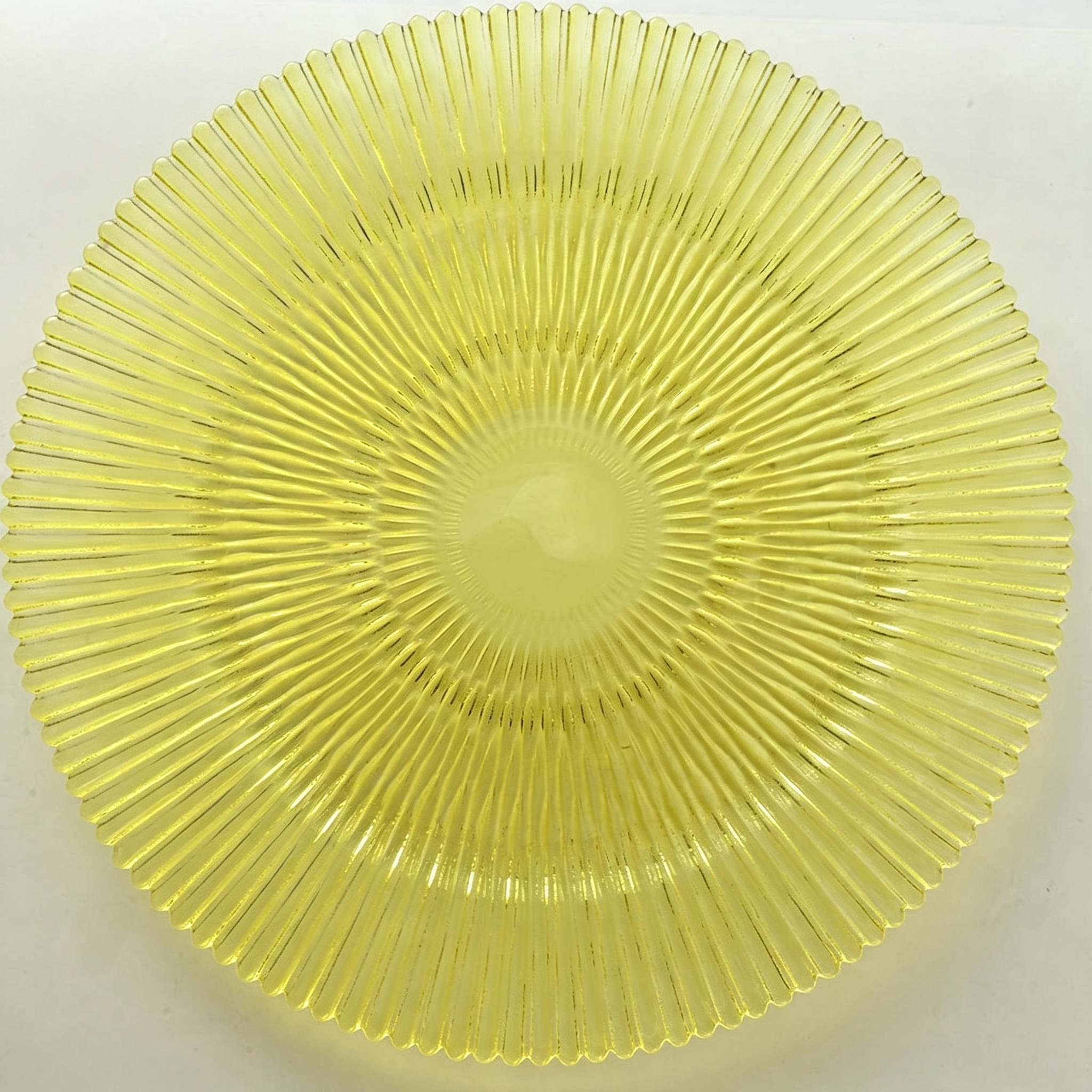 Assiette en verre pour thé de l'après-midi, motif soleil jaune pâle