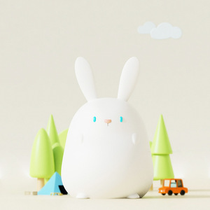 Lindo conejito noche luz niños Kawaii conejito lámpara silicona Animal Touch Sensor guardería recargable LED conejo temporizador bebé regalo - Product Image 2