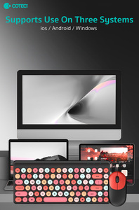 Coteci Văn Phòng Sử Dụng Yên Tĩnh Mini Tùy Chỉnh Retro Hơi Nước Màu Đen Đỏ Hỗn Hợp Màu Retro Vòng Phím Không Dây Bàn Phím Và Chuột Thiết Lập - Product Image 4