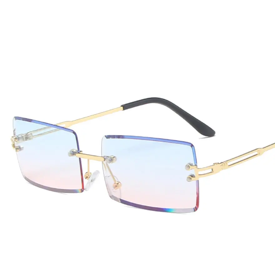 Hot sale Rectangle Sunglasses men luxury sun glasses  Fashion Square Rimless Vintage Sunglasses Women shades sunglasses 2021