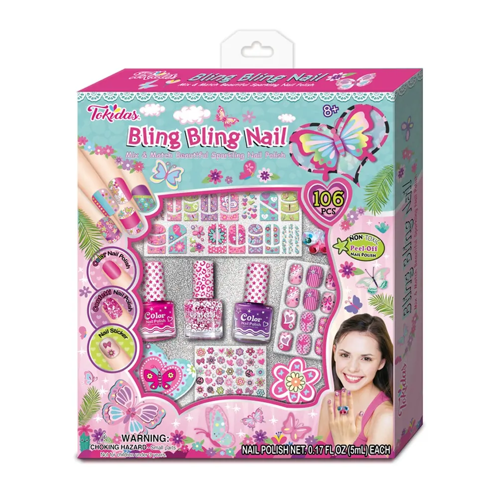 Enfants cosmétiques ongles arts enfants maquillage ensembles filles ongles autocollants et vernis à ongles parfumé