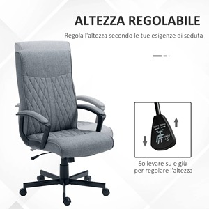 Vinsetto回転オフィスチェアロッキング機能と調整可能な高さ65x72x102-112.5cmグレー