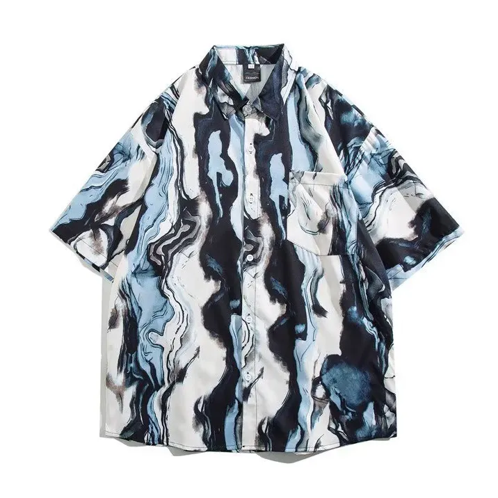 Camicia da uomo hawaiana da spiaggia abbottonata da uomo con stampa spiaggia camicia da spiaggia personalizzata hawaii