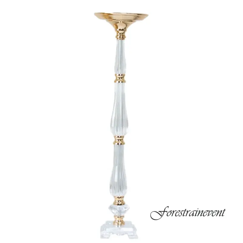 Crystal Wedding Decorations for Reception Gold Floor Vase Creative Acrylic Flower Stand Gold Vases for Wedding Centerpieces