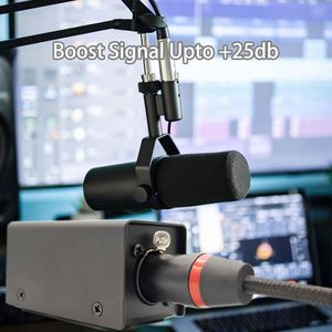 Amplificador de ganancia de activador de micrófono de preamplificador de Micrófono en línea para micrófono dinámico y cintas con ganancia clara de 25db para Podcasting - Product Image 3