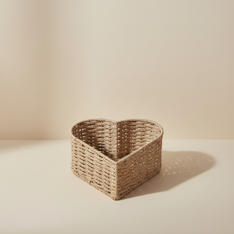 Eco-friendly Soft Paper Rope Heart-shaped Storage Baskets Built-in Iron Frame Modern Simple Style Multi-purpose Home B&l Bl25162