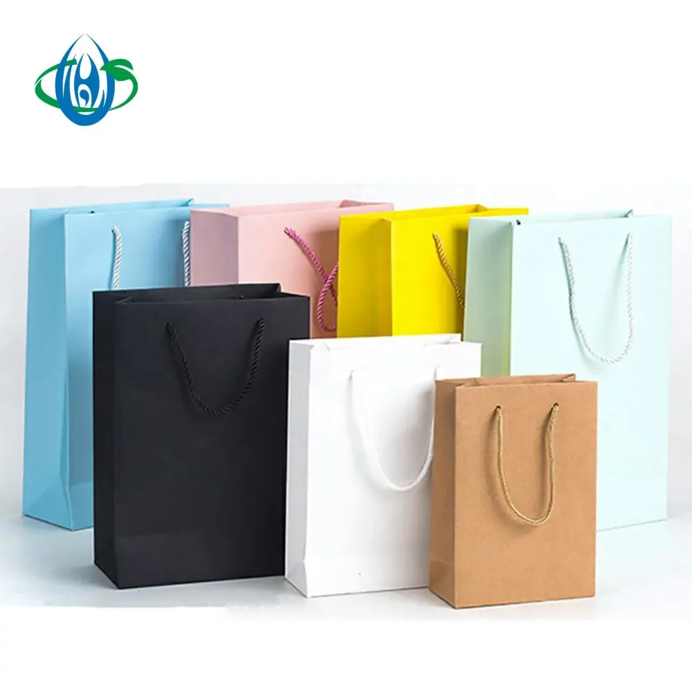 Custom Logo Print Wholesale Grocery White Brown Kraft Paper Gift Bag With Or Without Handle