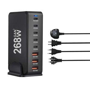 268W GaN <strong>USB</strong> Type C Fast Charger <strong>Multiple</strong> Ports PD QC4.0 100W Desktop Fast Charger Mobile Phone <strong>Adapter</strong> with 30W <strong>Output</strong> <strong>Power</strong> - Product Image 1