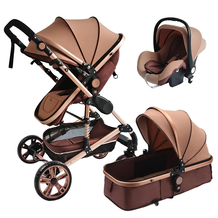 3-in-1 bebek arabası lüks seyahat sistemi kolay kat seyahat Pram Deluxe bebek arabası toptan fransız 3 in 1 bebek arabası