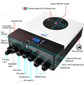 ウルトラ11KWオンオフグリッドハイブリッドソーラーインバーターデュアル出力入力90-500V pv並列関数インバータ - Product Image 5