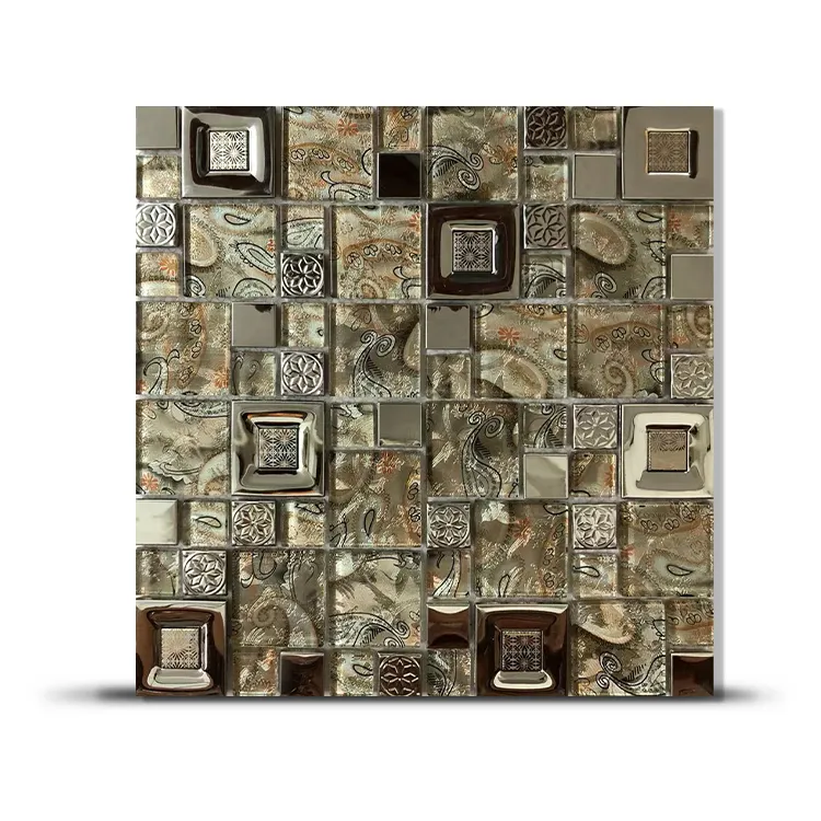 Foshan-Espejo artístico 3d colorido, cristal brillante oscuro, lujoso, piezas de mosaico para pared de Hotel y baño
