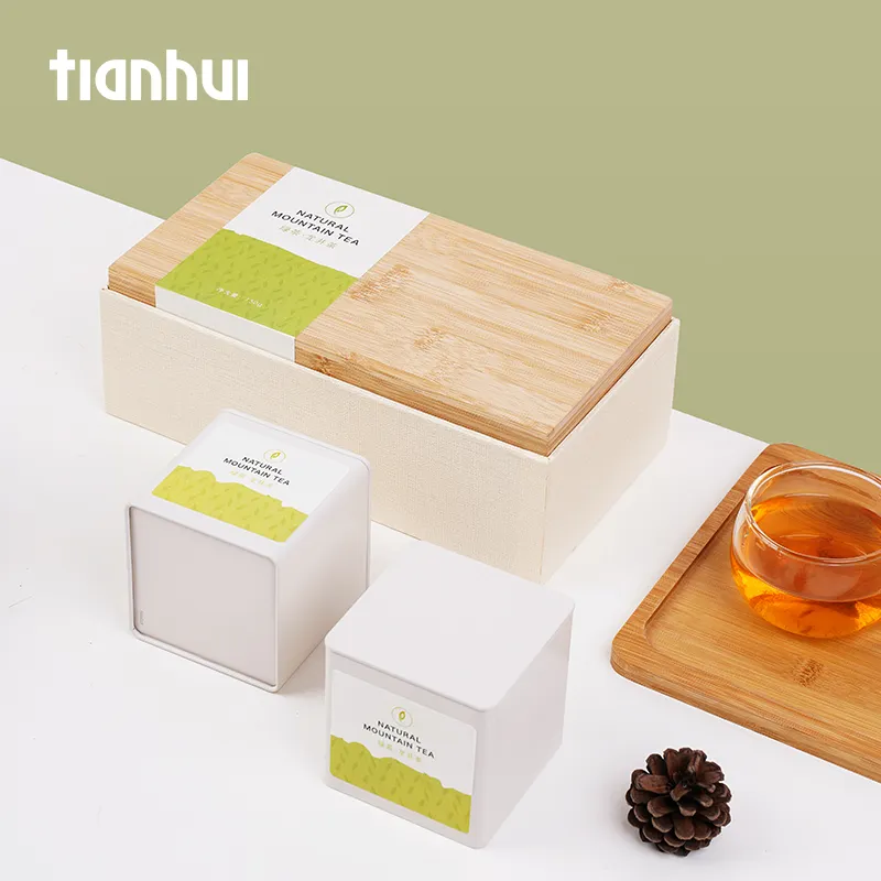 Tianhui conjuntos de caixas de presente, embalagens de papel para chá, presente de bambu, artesanato, alimentos e bebidas, retangular de papel