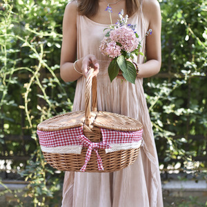 Factory Custom Strong Wicker <strong>Rattan</strong> Picnic Baskets Durable Woven Storage Basket With Handle