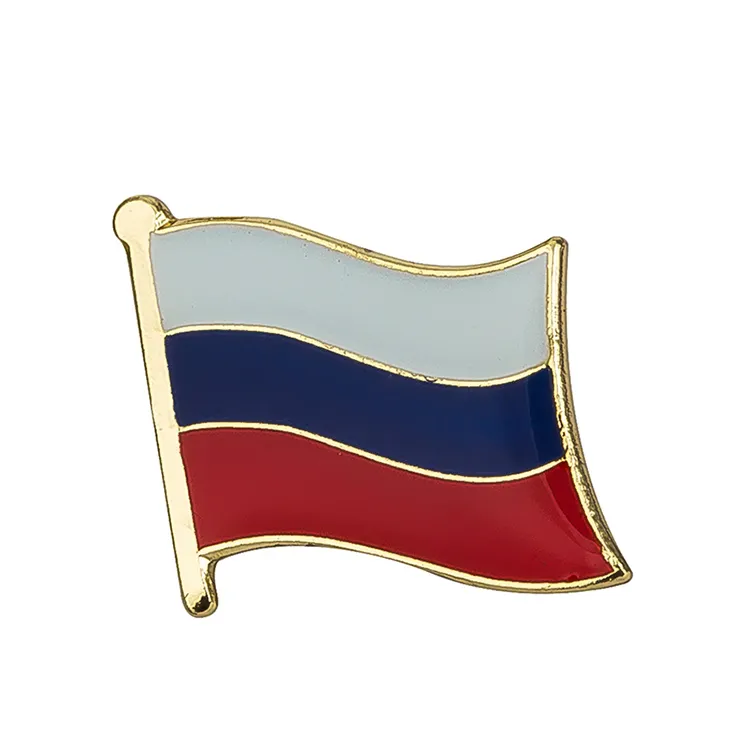 Rusland Vlag Pins Oekraïne Gouden Badge Kleurrijke Vlag Drie Bars Pin Uniform Kraag Pin Stropdas Knop