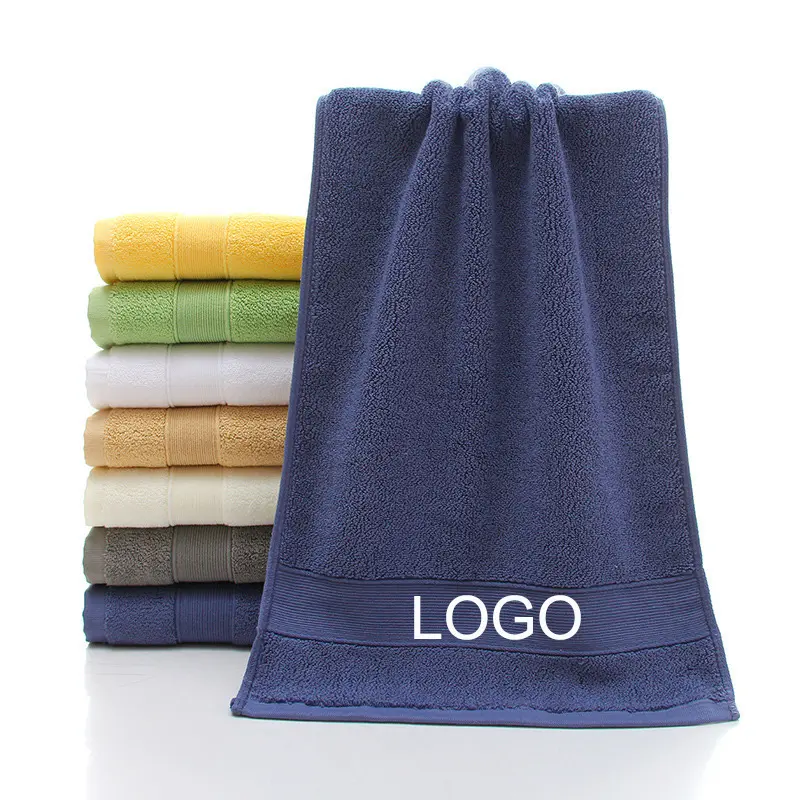 Toalla de algodón azul marino para peluquería de hotel con logotipo personalizado a precio de fábrica para uso facial y baño