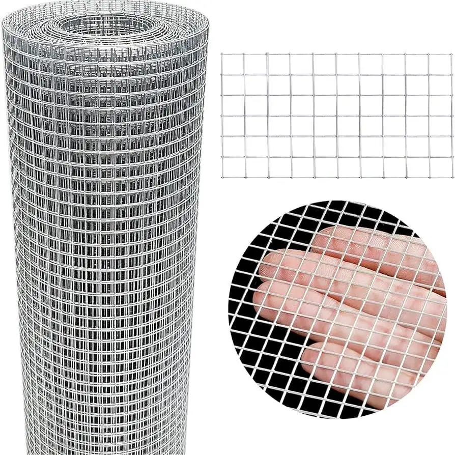 Hot Dipped Galvanized Wire Mesh Roll 1inch x1/2inch Galvanized Welded Cage Wire Poultry Netting Square Chicken Snake Fencing