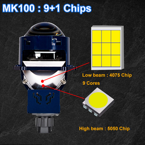 Yhkoms Chất lượng cao MK100 100W đôi phản quang Ly 3 inch Led Đèn Pha <span class=keywords><strong>H4</strong></span> H8 ống kính hai tròng máy chiếu xe Led Đèn Pha 6000K - Product Image 2