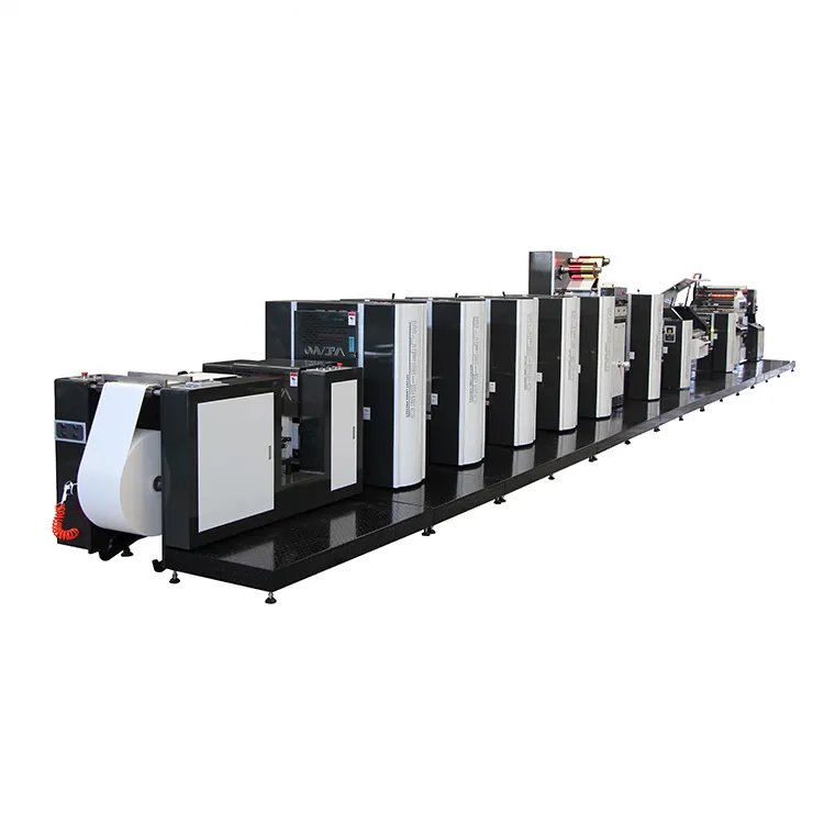 Máquina de impresión offset de cartón de embalaje flexible semirrotativa de rollo a rollo chino