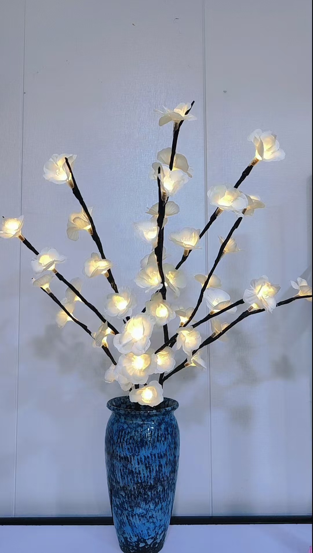 Lampe branche d'arbre à fleurs de pêcher blanc, 20 lampes, section batterie, guerre