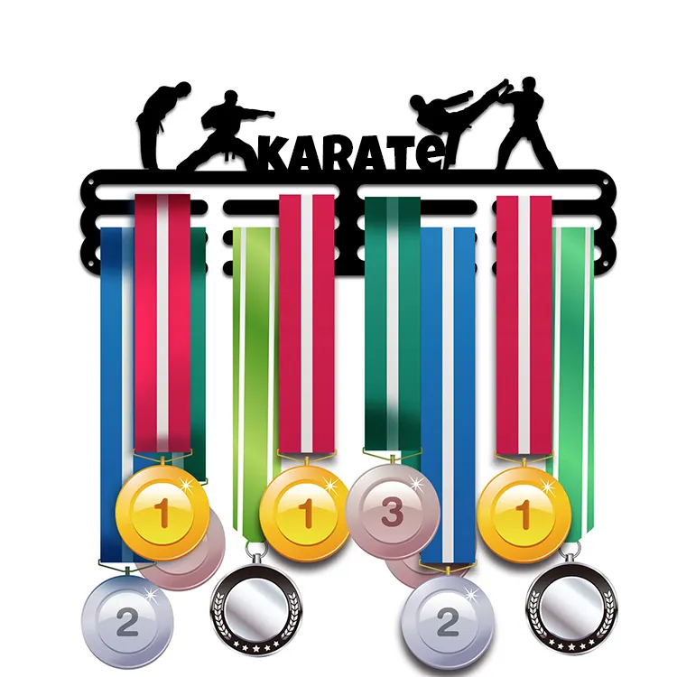 Tùy chỉnh giá rẻ cắt laser Karate Huy Chương Chủ Display Hanger