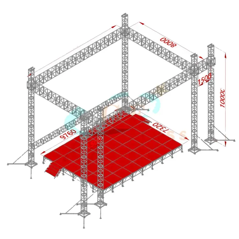 Fournir la Conception Dessin 290*290mm Tourillon En Aluminium De Botte D'éclairage de Botte D'éclairage D'étape