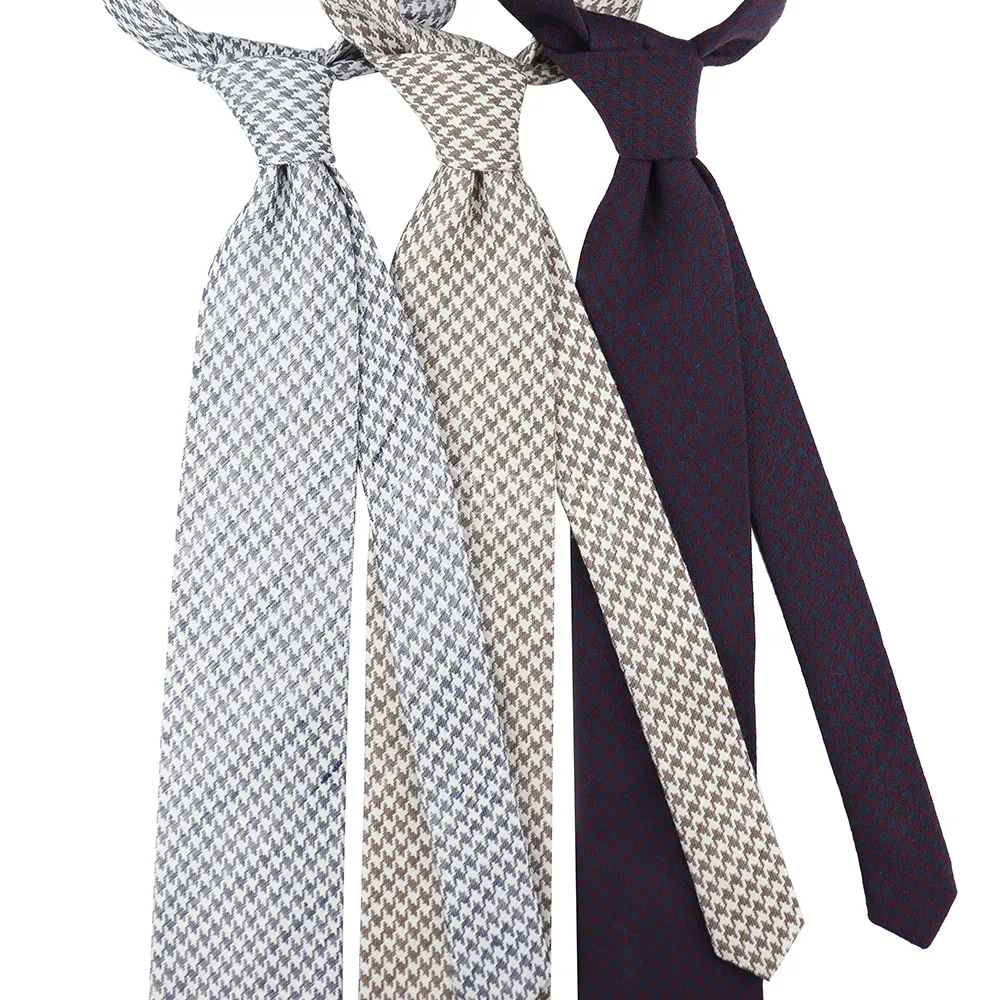 Accessoires tissés pied-de-poule de créateur Cravates en soie et laine pour hommes avec logo personnalisé