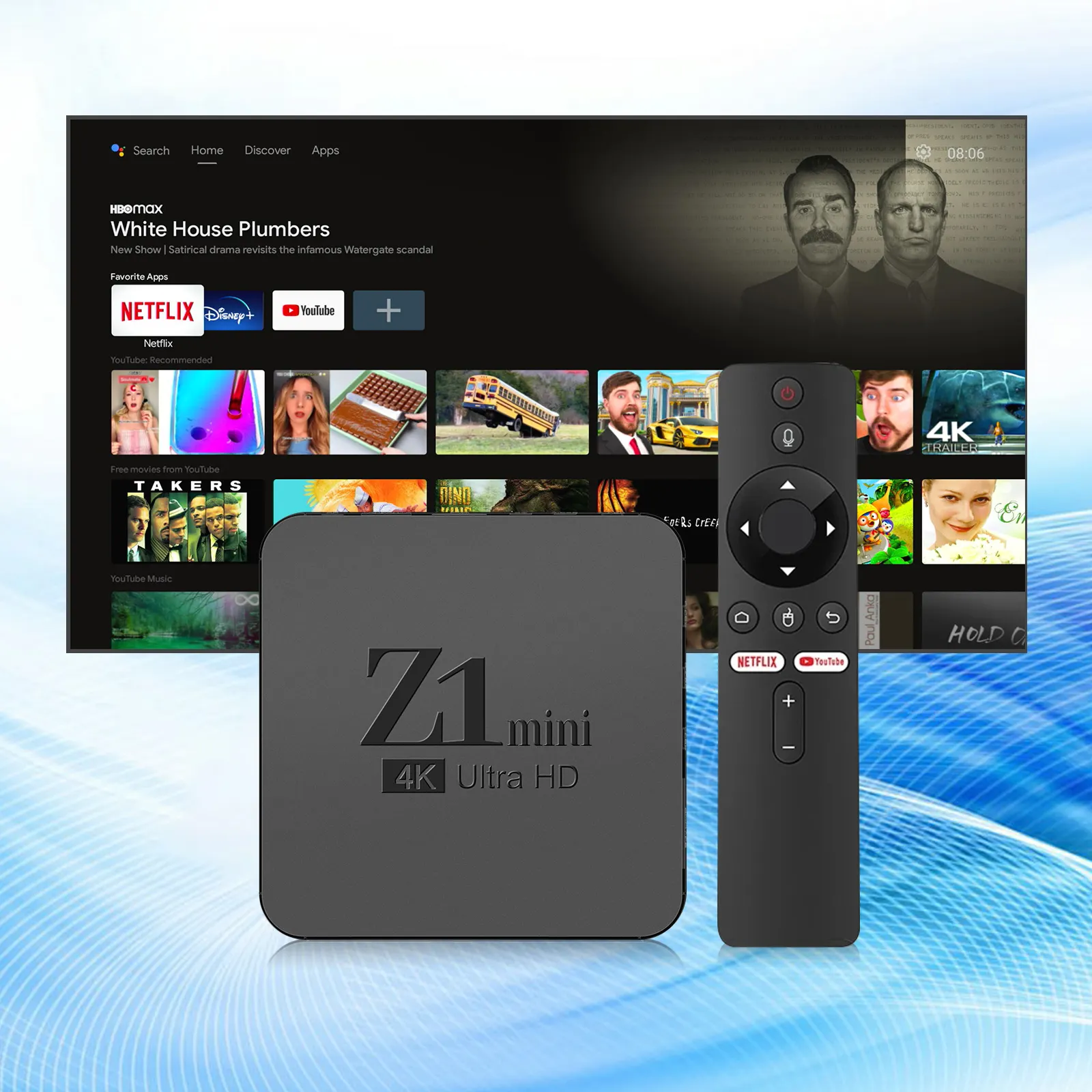 Z1 mini caixa Android Factory Allwinner H313 reprodutor de mídia 2GB 8GB ATV Androidtv 10.0 OS 4K Google Voice remoto Smart IPTV TV Box