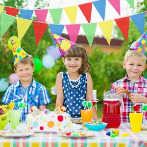 Banderines de cuerda de fiesta de Color sólido de doble cara con logotipo personalizado para colgar un banderín triangular - Product Image 6