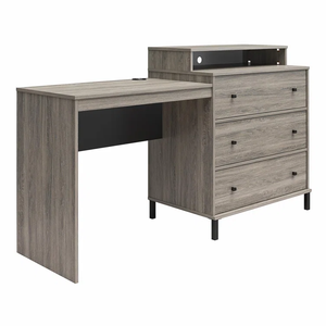 Dresser/Desk Combo with Wireless Charger and <strong>Three</strong> Drawers <strong>Computer</strong> Desk Writing <strong>Table</strong> with Steel Legs - Product Image 1