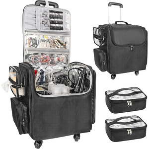 Nylon mỹ phẩm Trường hợp với bánh xe, trang điểm Xe đẩy Trường hợp với túi bên trong, Chuyên Nghiệp trang điểm nghệ sĩ Xe đẩy trường hợp - Product Image 2