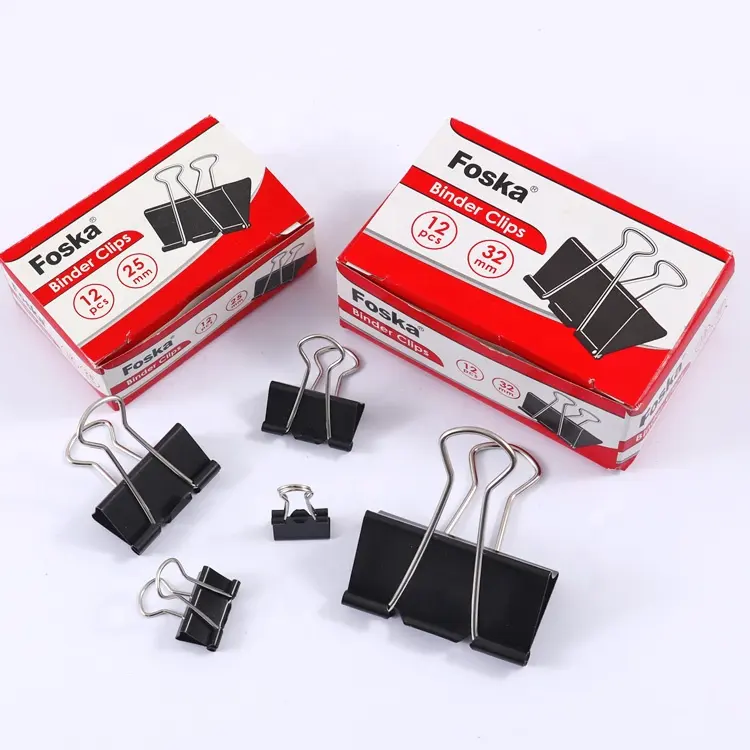Foska nero graffette metallo raccoglitore di carta clip morsetti di carta assortiti formati per le pratiche burocratiche con il pacchetto della scatola