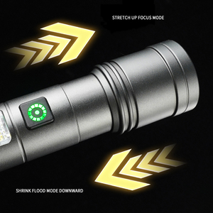 2025 không thấm nước tự vệ Độ sáng cao Led đèn pin USB có thể sạc lại hợp kim nhôm Zoomable LED Torch ánh sáng - Product Image 3