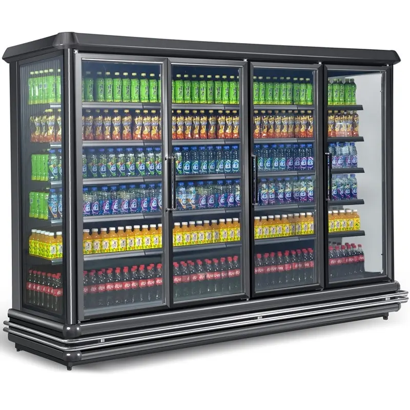 Refrigerador de puerta de vidrio, refrigerador de supermercado, pantalla de refrescos, congelador, equipo de refrigeración refrigerada