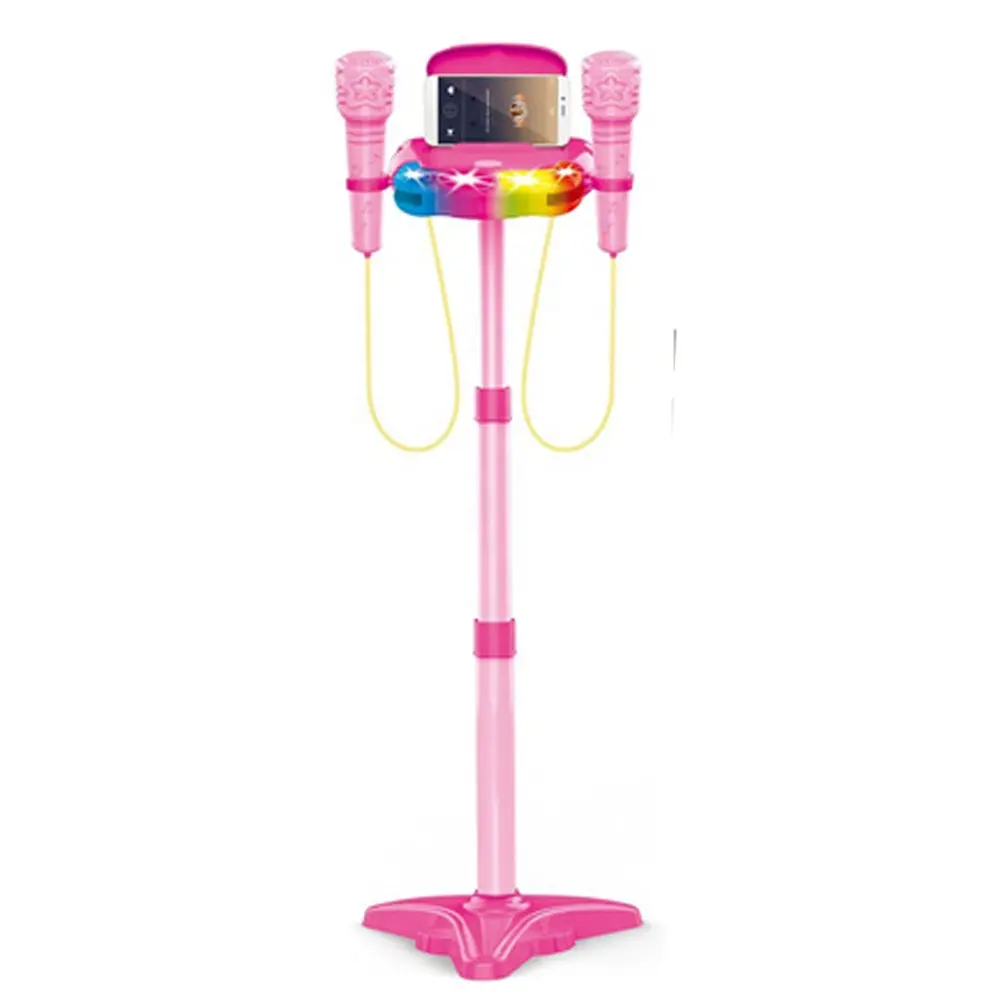 Microfono per bambini supporto giocattolo incorporato altoparlante MP3 altezza regolabile microfono per karaoke per bambini per ragazze