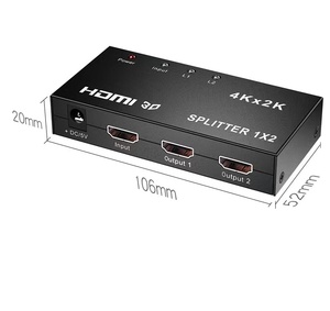 1X2 4K * 2K HDMI Spliter con chaqueta de PVC 1 en 2 salidas Dual Monitor HDMI Splitter para DVD HDTV Altavoz Cámara-Aplicación de computadora
