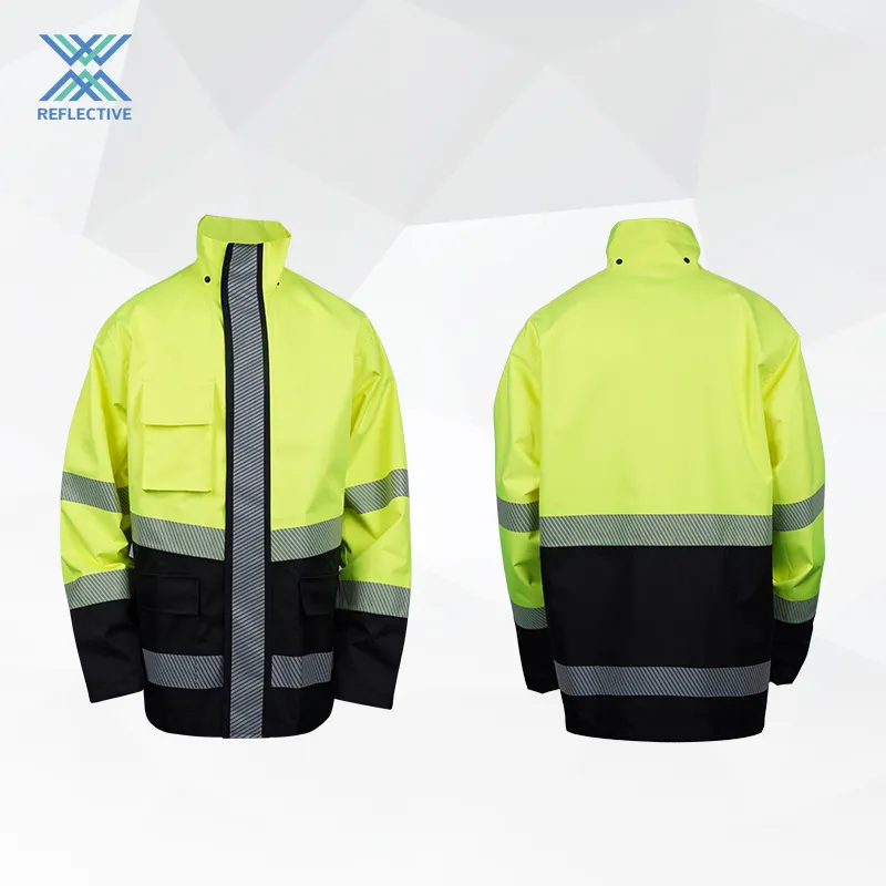 Chaquetas reflectantes LX para hombre Road Yellow Black Reflector Chaquetas de seguridad con bolsillos