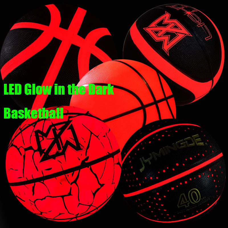 Red led glow basketball