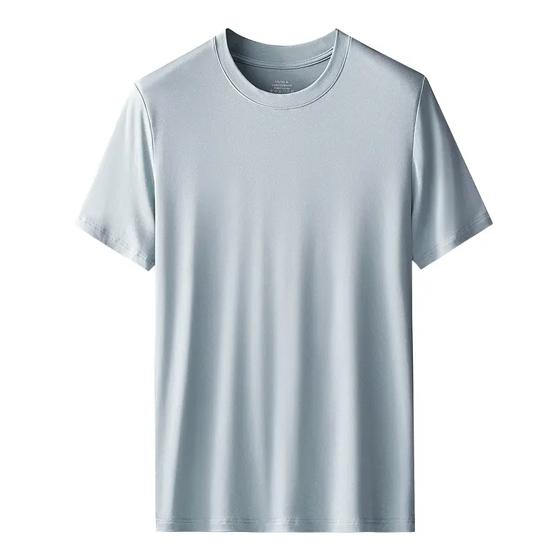 Primavera e verão homens de manga curta modal algodão T-shirt cor sólida camisa em torno do pescoço camisa em estoque