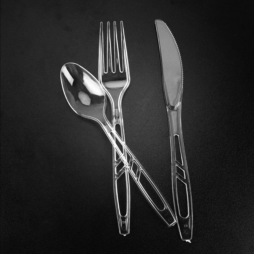 Offre Spéciale restaurant à emporter couverts jetables fourchette en plastique cuillère couteaux ensemble personnalisé avec serviette