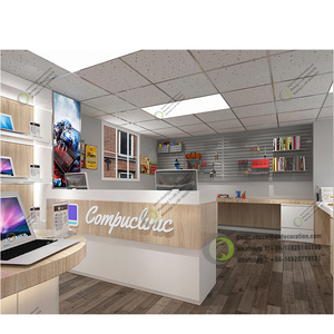 Pantalla de estilo moderno para ordenador portátil, escaparate de madera de alta gama, diseño de interior de tienda de ordenador - Product Image 1