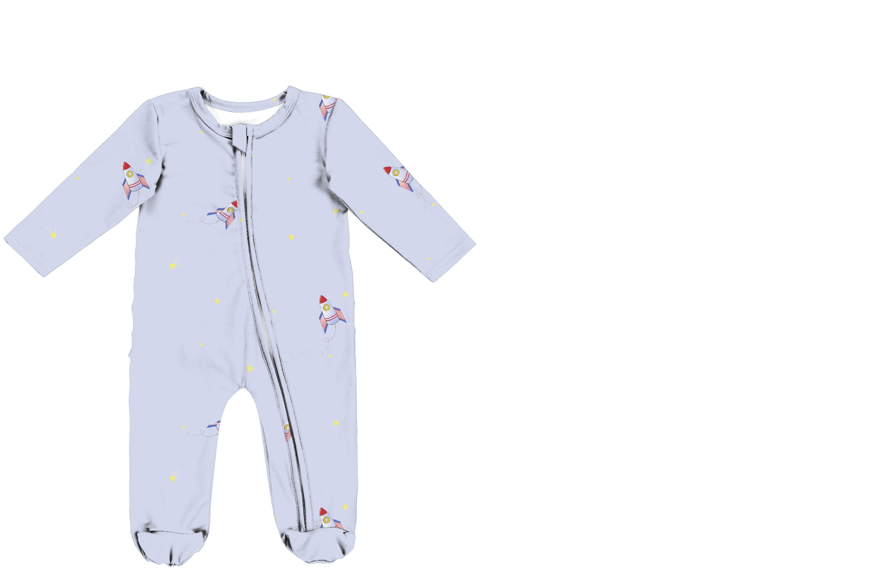 Light Blue Rocket Star Print