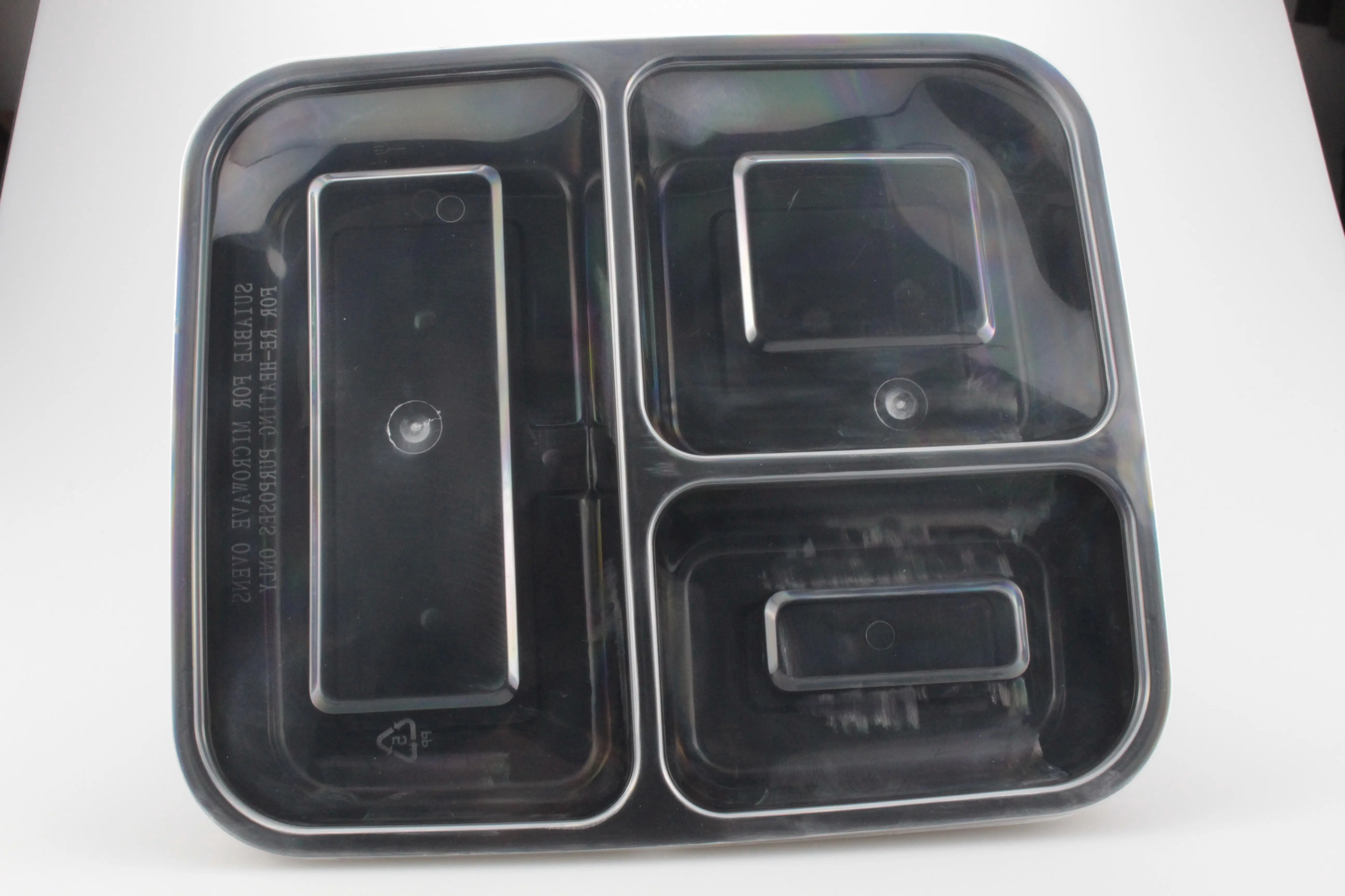S1031 recipiente de plástico rectangular desechable de 3 compartimentos