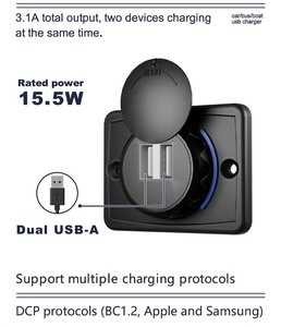 שקע מטען מהיר <span class=keywords><strong>USB</strong></span> כפול <span class=keywords><strong>USB</strong></span> 12v/24v כלי רכב עמיד למים מטען רכב עם הוביל אור 3.1a עבור אוטובוס Rv ימי