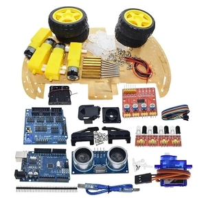 4WD Smart Robot Car Chassis Kit für CH340 R3 mit USB-Kabel für Arduino mit Ultraschall modul für Training Starter Kit