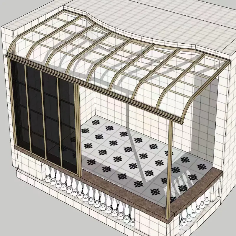 Terrasse encadrée en aluminium avec toit en polycarbonate